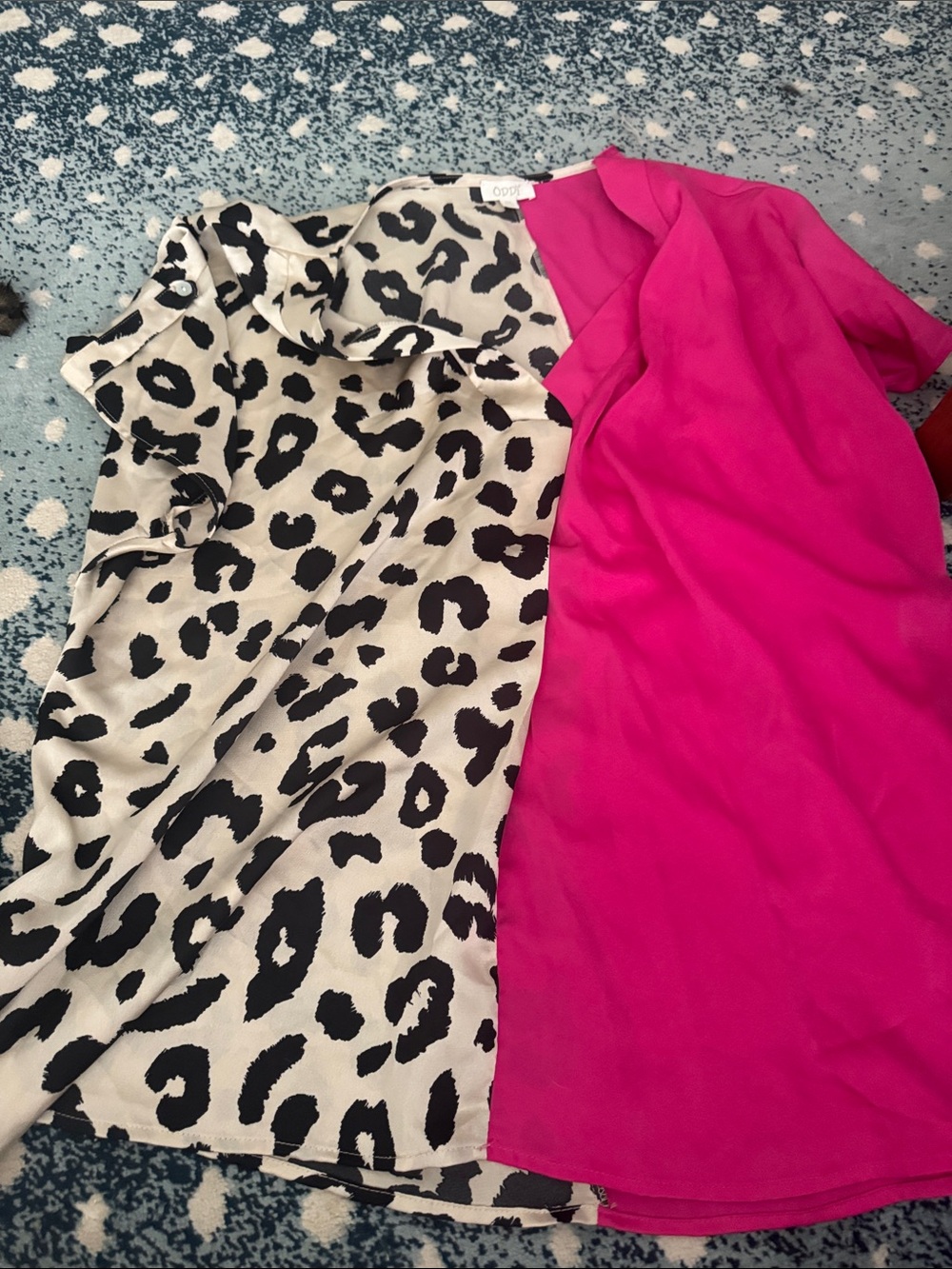 ' Leopard Print & Fuchsia Colorblock Dress